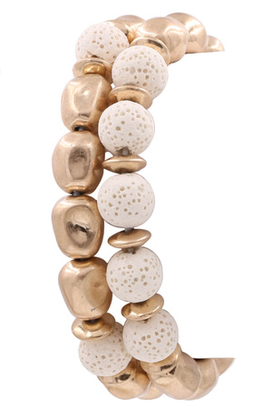 Pumice Stone Rock Bead Bracelet Set