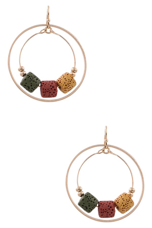 Layered Hoop Pumice Stone Hoop Earrings