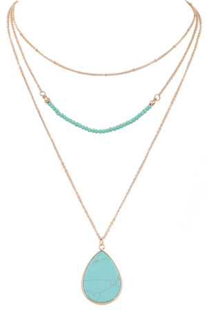 Semi Precious Stone Teardrop Necklace