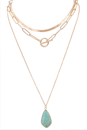 Semi Precious Stone 3-Piece Necklace Set