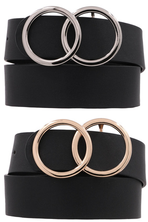 Faux Leather Double Ring Belt