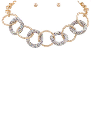 Rhinestone Ring Chain Necklace Set
