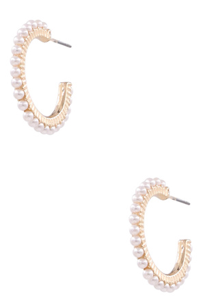 Cream Pearl Hoop Earrings