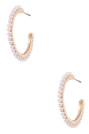 Cream Pearl Hoop Earrings