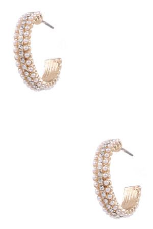 Cream Pearl Hoop Earrings