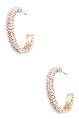 Cream Pearl Hoop Earrings