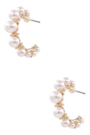 Cream Pearl Hoop Earrings