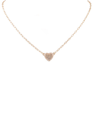 Rhinestone Heart Cream Pearl Necklace