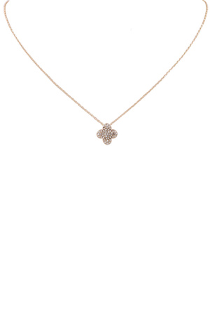 Quatrefoil Rhinestone Pendant Necklace