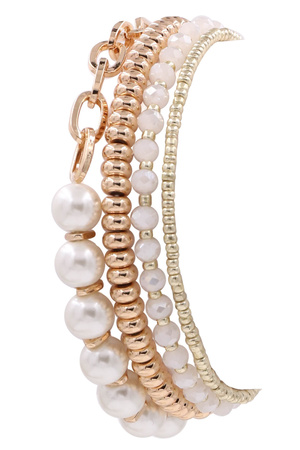 Cream Pearl Stretch Bracelet Set