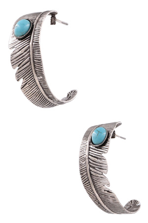 Metal Feather Western Vintage Earrings