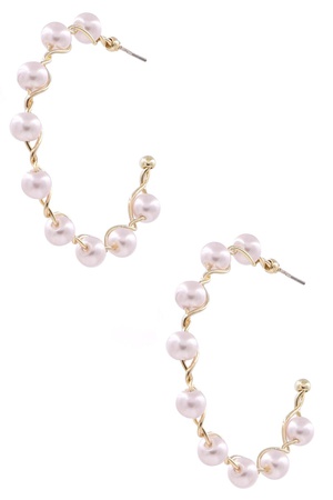 Cream Pearl Hoop Earrings