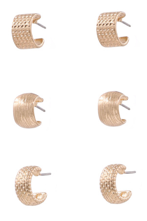 Metal Cuff Hoop Earrings Set