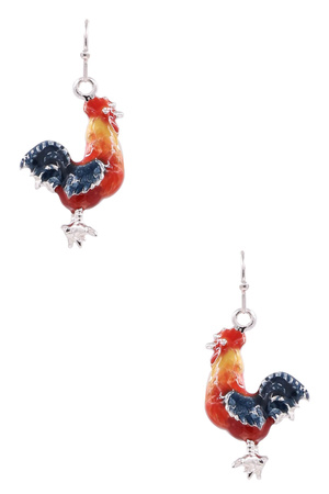 Metal Chicken Drop Earrings