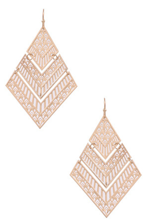 Metal Diamond Layered Earrings