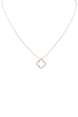 Quatrefoil Rhinestone Pendant Necklace