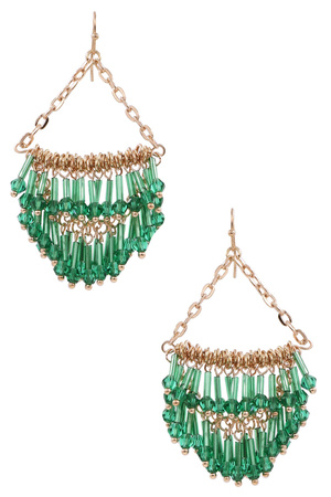 Glass Bead Fringe Dangle Earrings