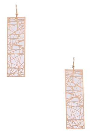 Brass Metal Rectangular Drop Earrings