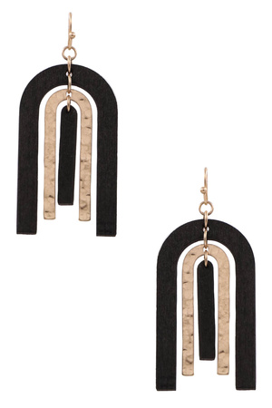 Woood Crescent Layered Earrings