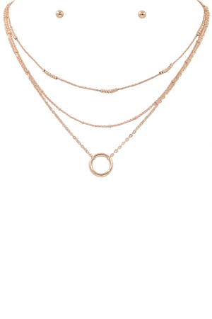 Layered Chain Ring Necklace Set