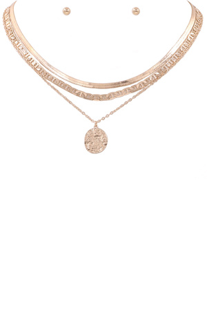 Metal Layered Chain 3-Piece Necklace Set