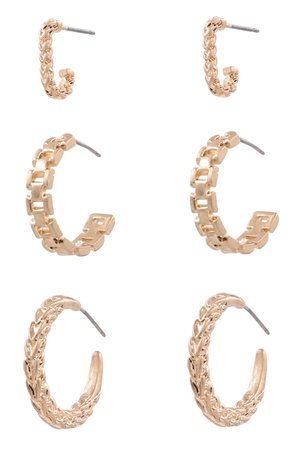 Metal Chain Hoop Earrings Set
