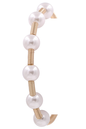 Cream Pearl Wire Bangle Bracelet