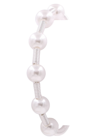 Cream Pearl Wire Bangle Bracelet