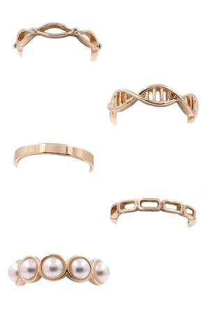 Metal Cream Pearl Ring Set