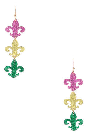 Acrylic Fleur De Lis Earrings