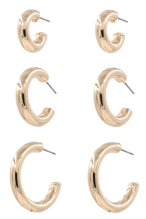 Metal Open Hoop Earrings Set