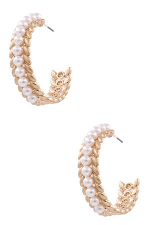 Cream Pearl Hoop Earrings