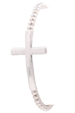 Metal Bead Cross Stretch Bracelet