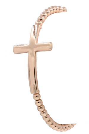 Metal Bead Cross Stretch Bracelet