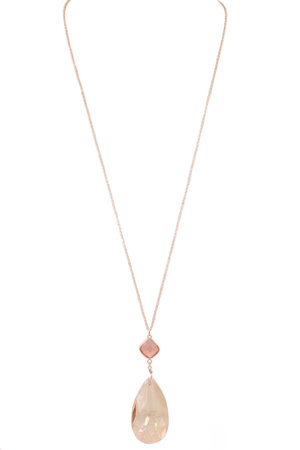 Glass Jewel Teardrop Long Necklace