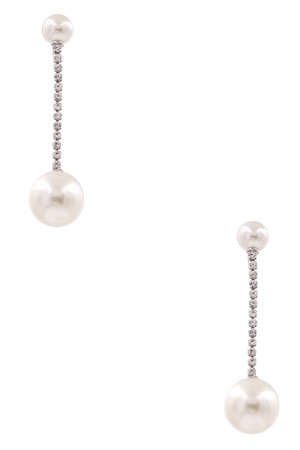 Metal Rhinestone Cream Pearl Earrings