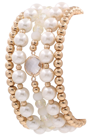 Cream Pearl Stretch Bracelet Set