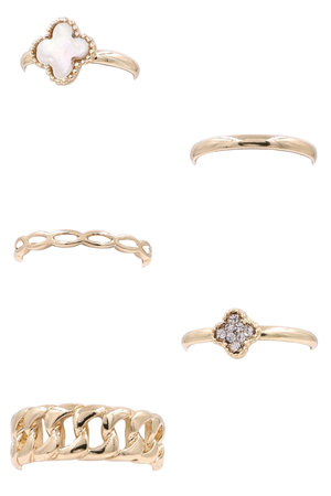 Metal Quatrefoil Ring Set