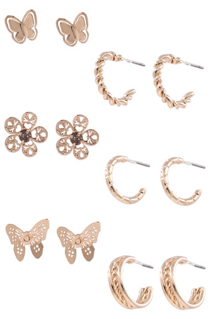 Metal Butterfly Earrings Set