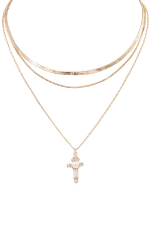 Cream Pearl Cross Necklace