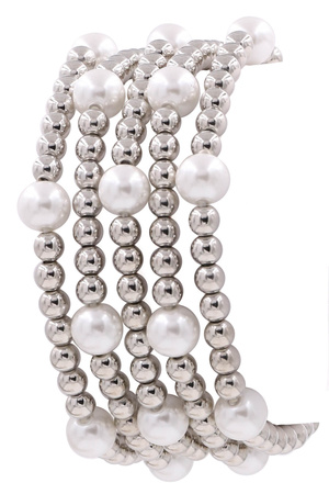 Cream Pearl Stretch Bracelet Set