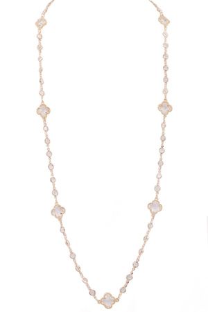 Glass Jewel Quatrefoil Station Necklace