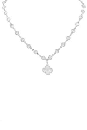 Glass Jewel Quatrefoil Pendant Necklace