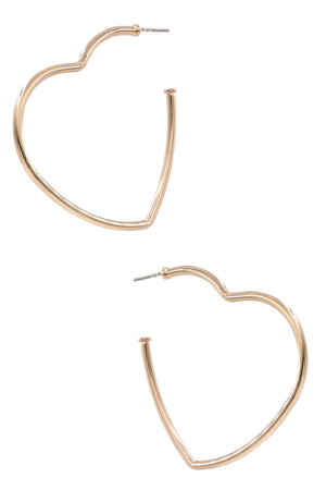 Plated Metal Open Heart Earrings
