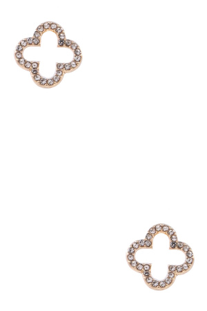 Rhinestone Quatrefoil  Stud Earrings