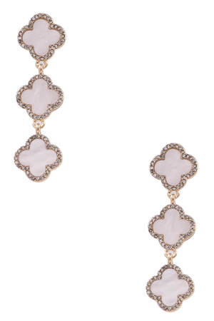 Metal Quatrefoil Rhinestone Dangle Earrings