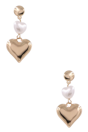 Cream Pearl Heart Drop Earrings