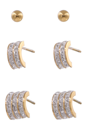 Metal Rhinestone Stud Earrings Set