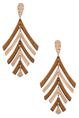 Wood/Metal Triangle Drop Earrings