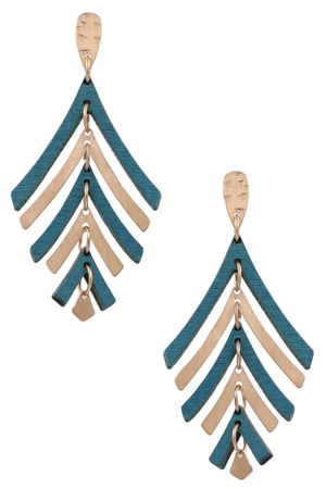 Wood/Metal Triangle Drop Earrings